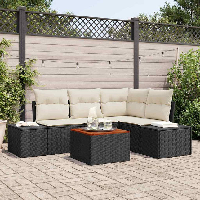 Havesofa Sæt 5 stk. Sort polyrattan