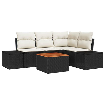 Havesofa Sæt 5 stk. Sort polyrattan