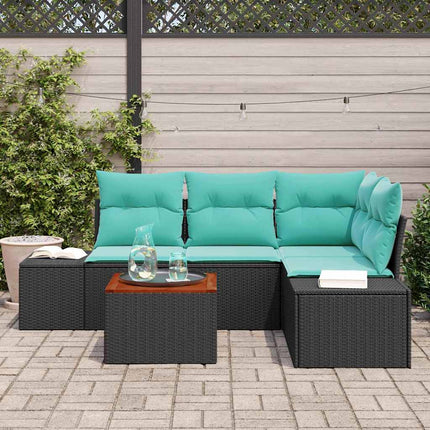 Havesofa Sæt 5 stk. Sort polyrattan