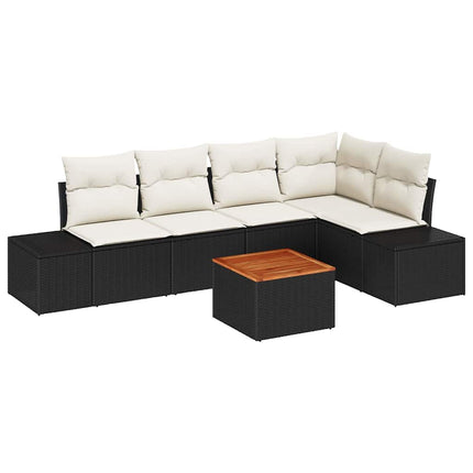 Havesofa Sæt 6 stk. Sort polyrattan