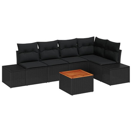 Havesofa Sæt 6 stk. Sort polyrattan