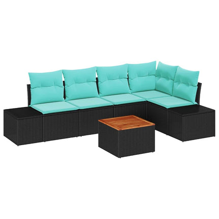 Havesofa Sæt 6 stk. Sort polyrattan
