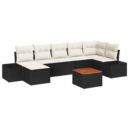 Havesofa Sæt 8 stk. Sort polyrattan