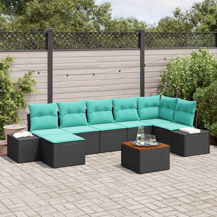 Havesofa Sæt 8 stk. Sort polyrattan
