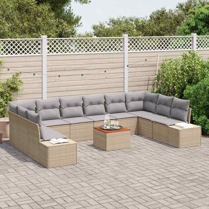 Havesofa Sæt 11 stk. Beige polyrattan