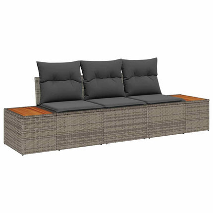 Havesofa Sæt med pude 3 pcs Grå polyrattan