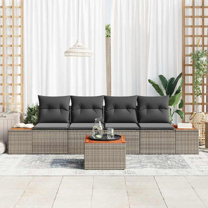 Havesofa Sæt 5 stk. Grå Poly rattan