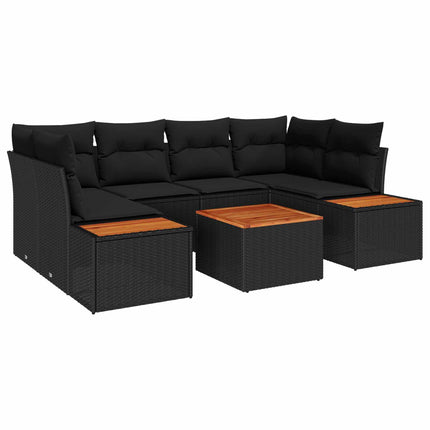 Havesofa Sæt 6 stk. Sort Poly rattan