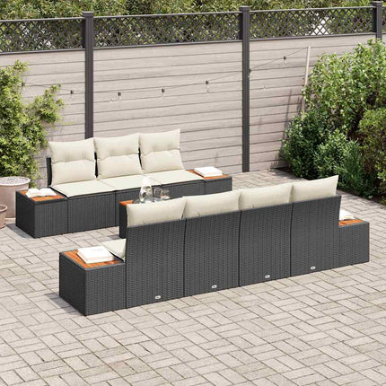 Havesofa Sæt 8 stk. Sort Poly rattan