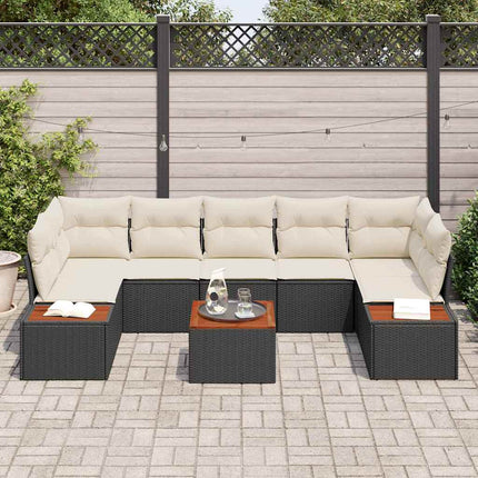 Havesofa Sæt 8 stk. Sort Poly rattan