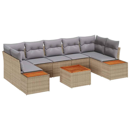Havesofa Sæt med pude 8 pcs Beige Poly rattan