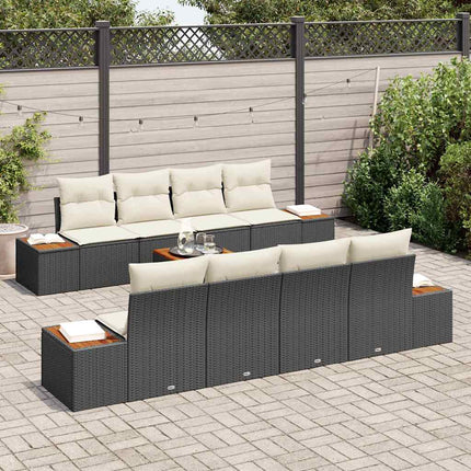 Havesofa Sæt 9 stk. Sort Poly rattan