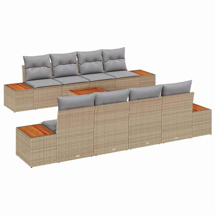Havesofa Sæt 9 stk. Beige Poly rattan