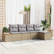 Havesofa Sæt med pude 5 pcs Beige Poly rattan