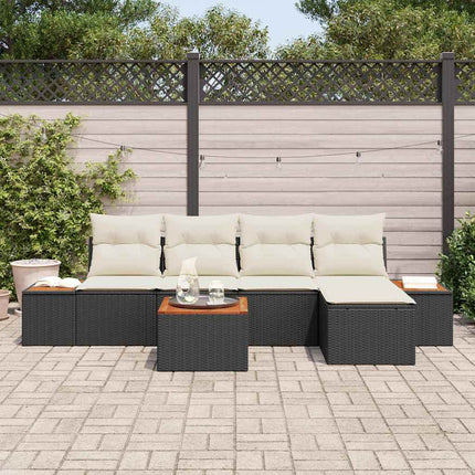 Havesofa Sæt 6 stk. Sort Poly rattan