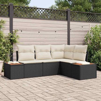 Havesofa Sæt 5 stk. Sort Poly rattan