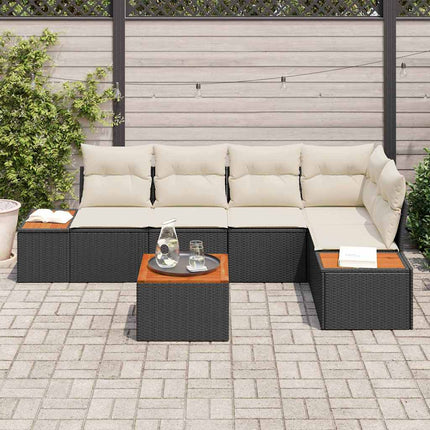 Havesofa Sæt 6 stk. Sort Poly rattan