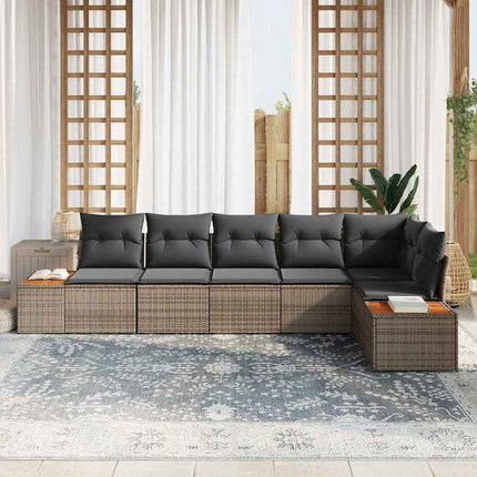 Havesofa Sæt 6 stk. Grå Poly rattan