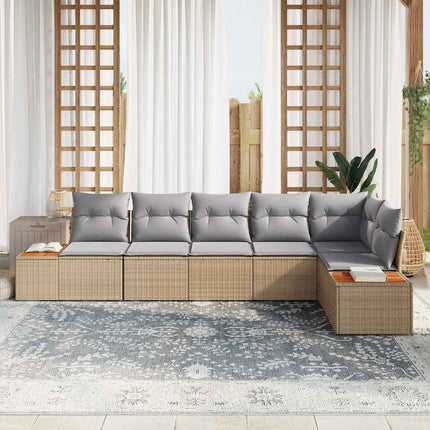 Havesofa Sæt 6 stk. Beige Poly rattan