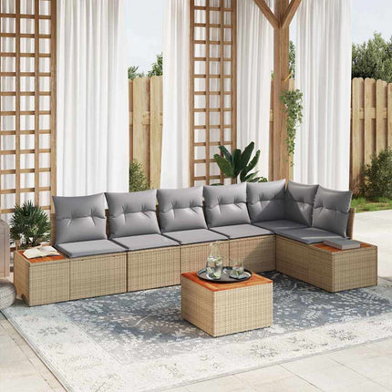 Havesofa Sæt 7 stk. Beige Poly rattan