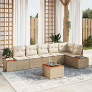 Havesofa Sæt med pude 7 pcs Beige Poly rattan