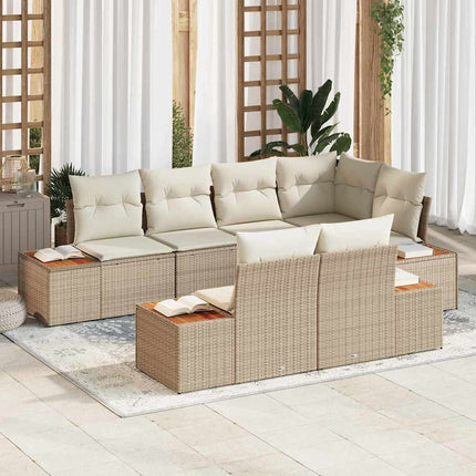 Havesofa Sæt 7 stk. Beige polyrattan