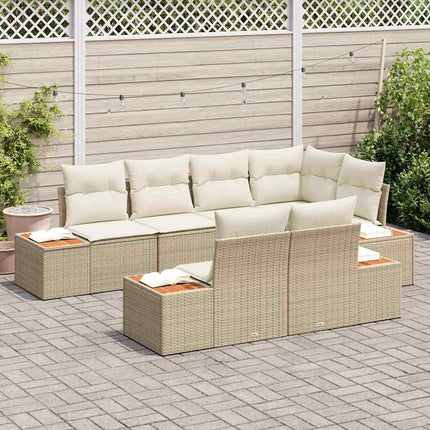 Havesofa Sæt 7 stk. Beige polyrattan