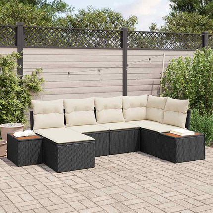 Havesofa Sæt 6 stk. Sort polyrattan