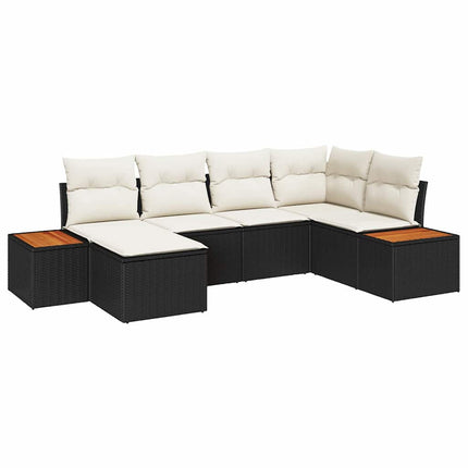 Havesofa Sæt 6 stk. Sort polyrattan