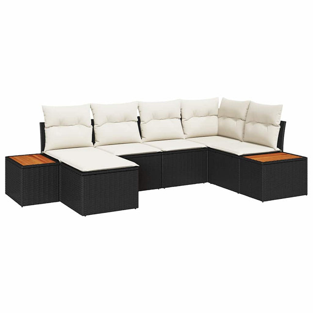 Havesofa Sæt 6 stk. Sort polyrattan