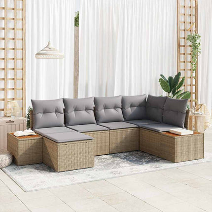 Havesofa Sæt 6 stk. Beige polyrattan