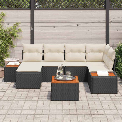 Havesofa Sæt 7 stk. Sort polyrattan