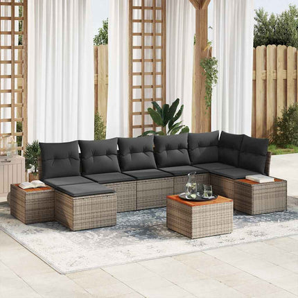 Havesofa Sæt med pude 8 pcs Grå Poly rattan