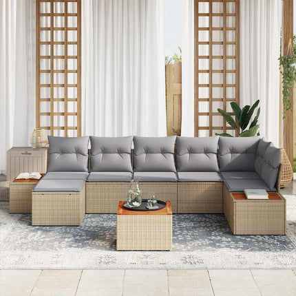 Havesofa Sæt 8 stk. Beige Poly rattan