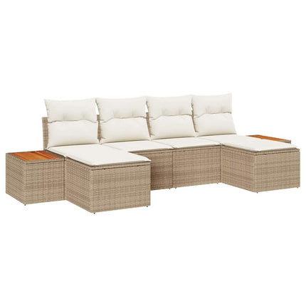 Havesofa Sæt 6 stk. Beige polyrattan