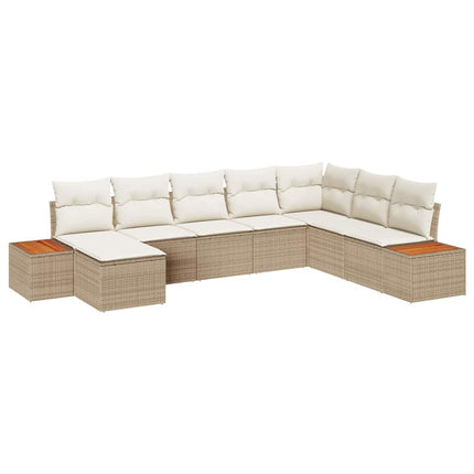 Havesofa Sæt 8 stk. Beige Poly rattan