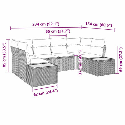 Havesofa Sæt 6 stk. Beige polyrattan