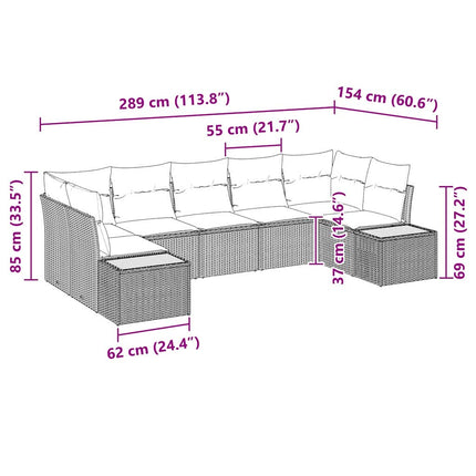 Havesofa Sæt 7 stk. Sort polyrattan