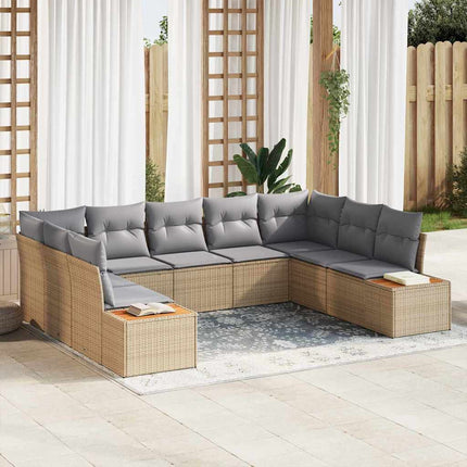 Havesofa Sæt 9 stk. Beige Poly rattan