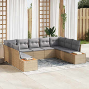 Havesofa Sæt med pude 9 pcs Beige Poly rattan