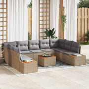 Havesofa Sæt med pude 10 pcs Beige Poly rattan
