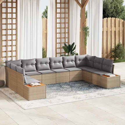 Havesofa Sæt 10 stk. Beige Poly rattan