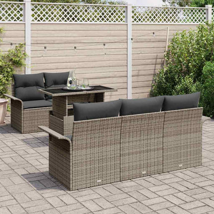 Havesofa Sæt med pude 6 pcs Grå polyrattan