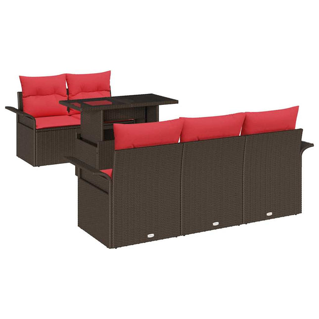 Havesofa Sæt 6 stk. Brun polyrattan