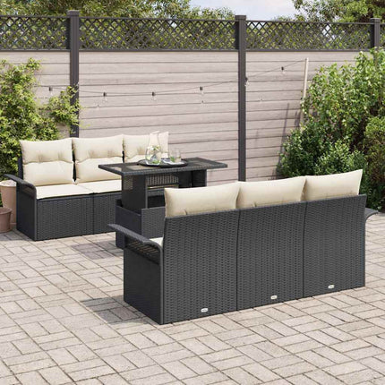 Havesofa Sæt 7 stk. Sort polyrattan