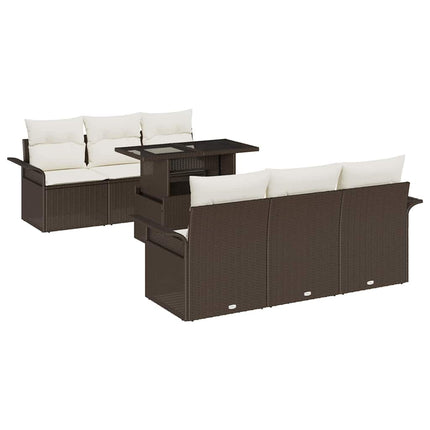Havesofa Sæt med pude 7 pcs Brun polyrattan