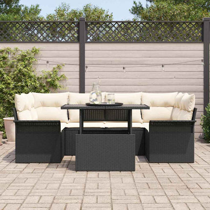 Havesofa Sæt 7 stk. Sort polyrattan