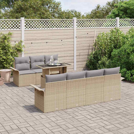 Havesofa Sæt 8 stk. Beige polyrattan