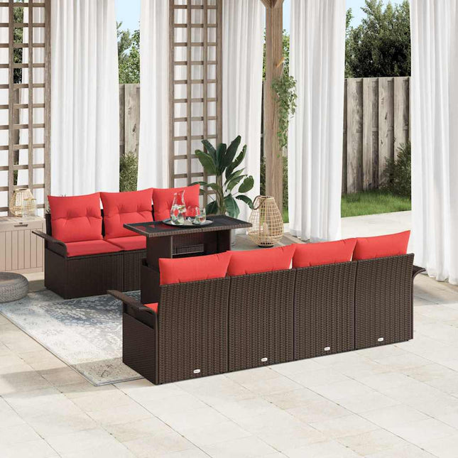 Havesofa Sæt 8 stk. Brun polyrattan