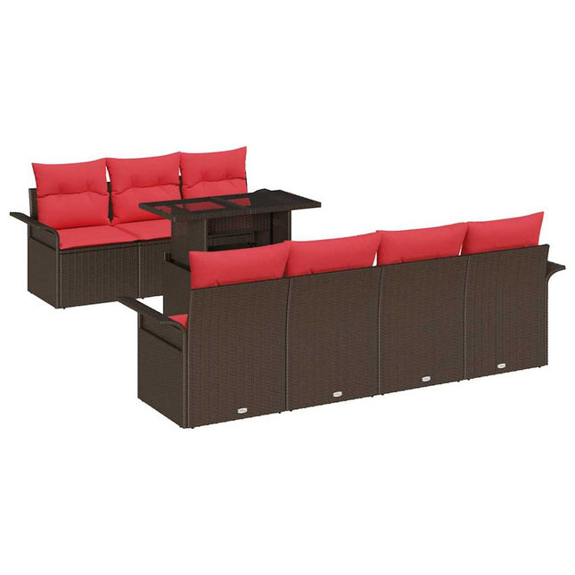 Havesofa Sæt 8 stk. Brun polyrattan